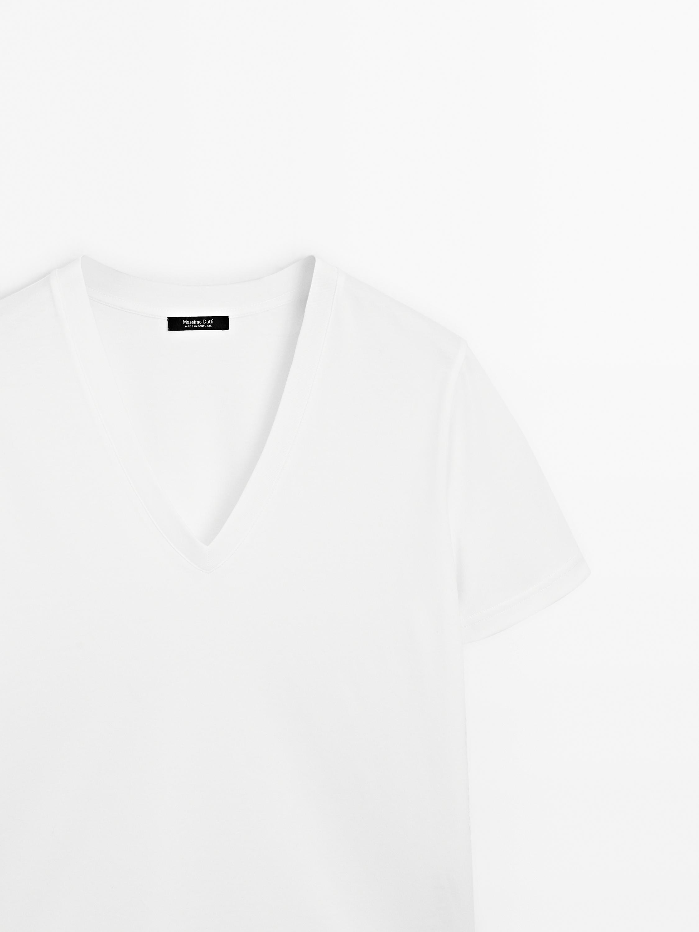 100% cotton interlock V-neck T-shirt